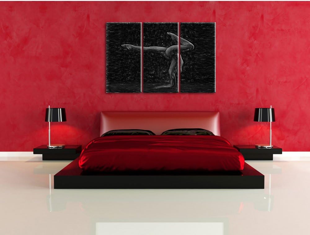 Pixxprint sexy Körper Einer Jungen Frau / 3-Teilig/Gesamtmass 120cm Leinwandbild bespannt auf Holzra