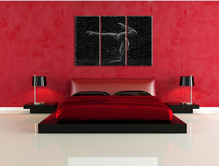 Pixxprint sexy Körper Einer Jungen Frau / 3-Teilig/Gesamtmass 120cm Leinwandbild bespannt auf Holzra