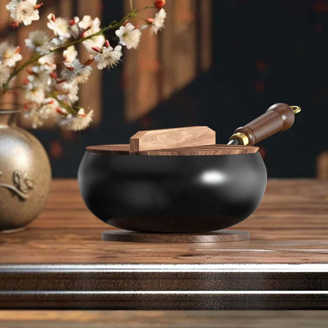 Chinesische Wok, handgefertigte Eisenpfanne mit Holzgriff multifunktionales Antihaftpfanne nicht bes