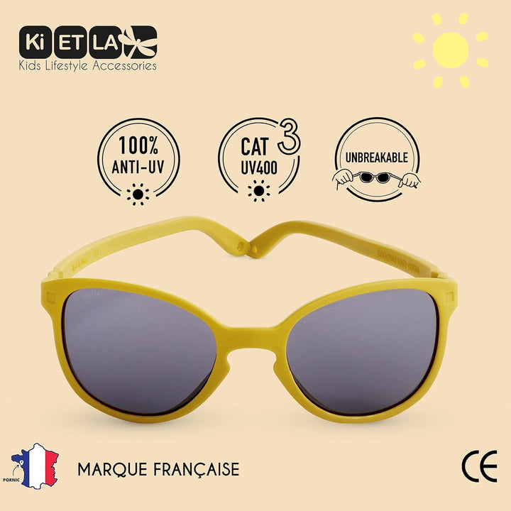 Ki ET LA Unisex Baby Babys, Modell Wazz (1-2 Jahre) Sonnenbrille, Senf Wayfarer, Einheitsgrösse