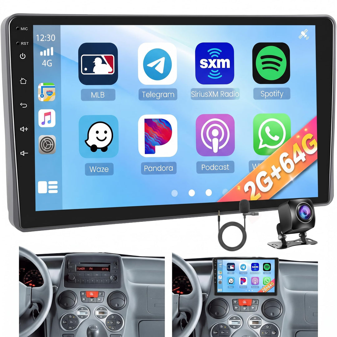 Hikity 2G 64G Autoradio Navi Für FIAT Panda 2003-2012 Mit Wireless CarPlay Android Auto, Android 15