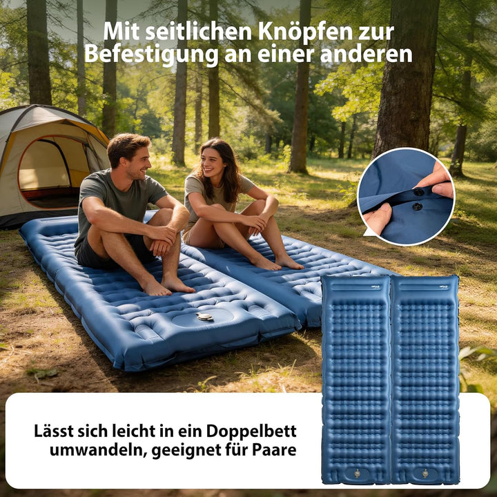 HiiPeak Ultraleichte Isomatte aufblasend - Luftmatratze Camping mit integrierter Fusspumpe &amp; Kissen,