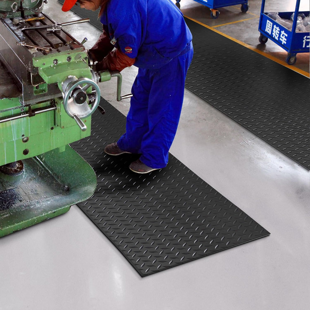 Floordirekt Anti Ermüdungsmatte, Stehmatte 90 x 1830 cm Schwarz Robuste Arbeitsplatzmatte für Stehar