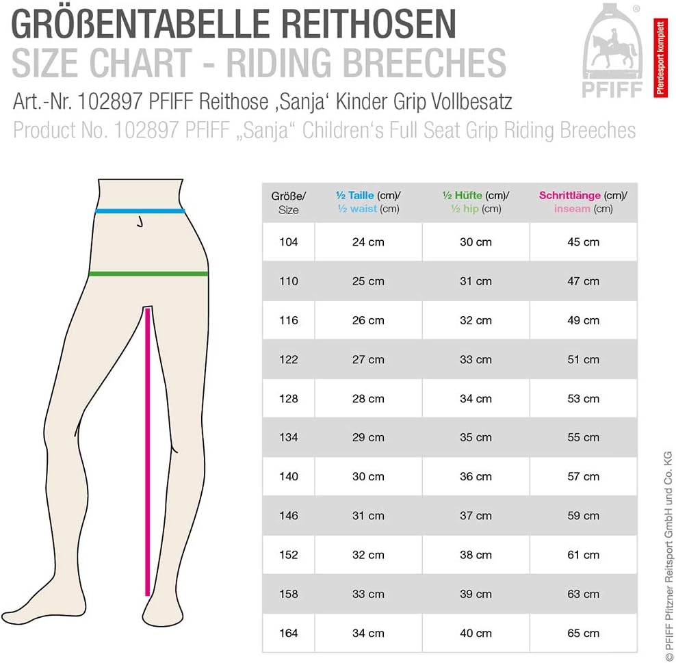 PFIFF Unisex Kinder Reithose Kinder Reithose Sanja 140 Blau-grau, 140 Blau-grau