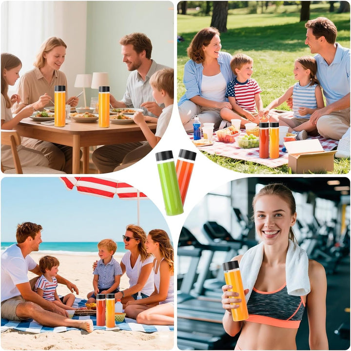 KAHEIGN 13St. Klare Saftflaschen aus PET-Kunststoff, 400 ml Leere Smoothie-Trinkflaschen mit Deckel