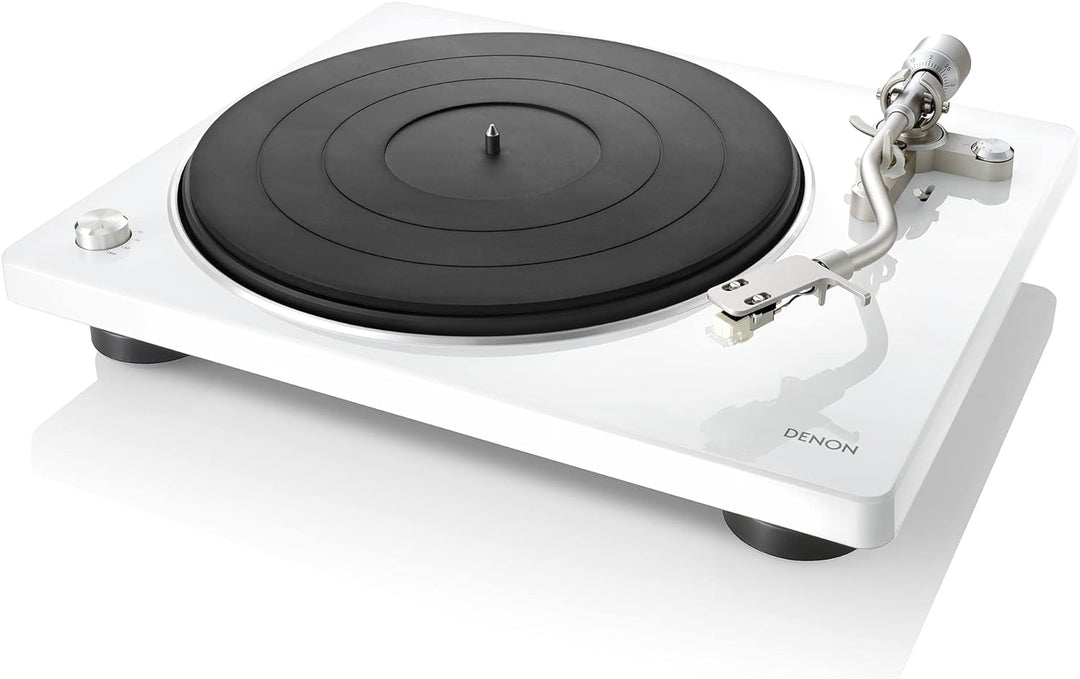 Denon DP400BKEM Plattenspieler (Riemenantrieb, Tonarmlift, eingebauter Vorverstärker, S-Tonarm) Weis