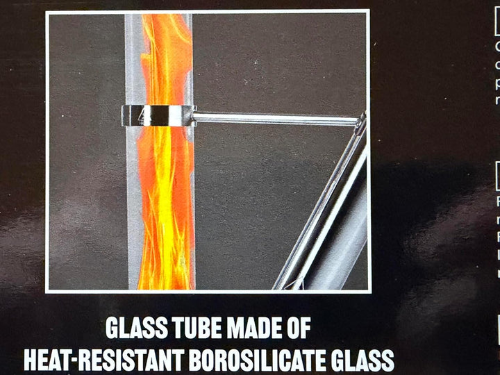 Feuersäule Schwarz/Silber – Outdoor Pellet Feuerstelle 126,5 cm mit Borosilikat-Glasrohr, raucharm,