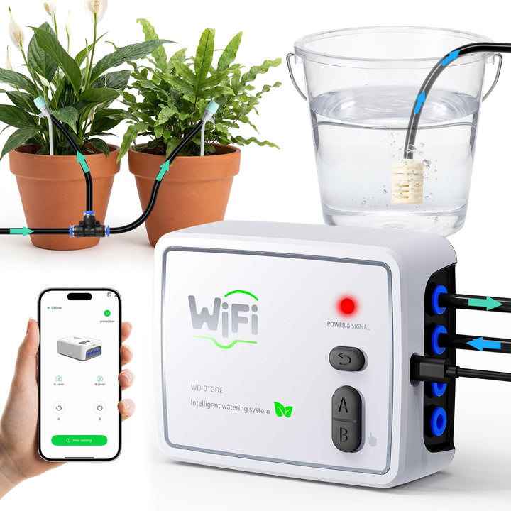 Automatisches Bewässerungssystem mit Zwei Kanälen, WLAN-Steuerung per App | Selbstbewässerungssystem