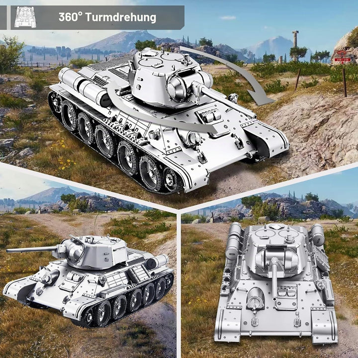 piececool 3D Puzzle Metall Panzerkampfwagen 1:48 T-34/76 Medium Tank, 3D Metall Puzzle Militärmodell