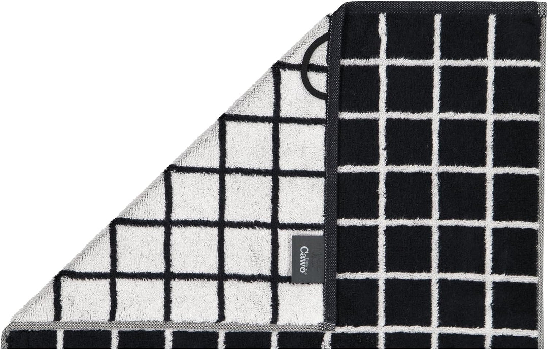 Cawö Home Handtücher Zoom Karo 123 schwarz - 97 Waschhandschuh 16x22 cm, Waschhandschuh 16x22 cm