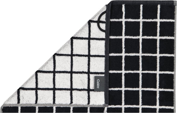 Cawö Home Handtücher Zoom Karo 123 schwarz - 97 Waschhandschuh 16x22 cm, Waschhandschuh 16x22 cm