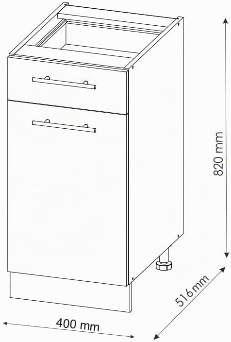 Vicco Küchenunterschrank Fame-Line, Bordeaux Hochglanz/Anthrazit, 40 cm ohne Arbeitsplatte Bordeaux