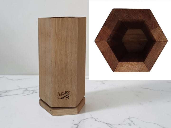 360° Drehbarer Magnetischer Messerblock Magnetisch Messerhalter aus Eichen holz mit starken Magneten