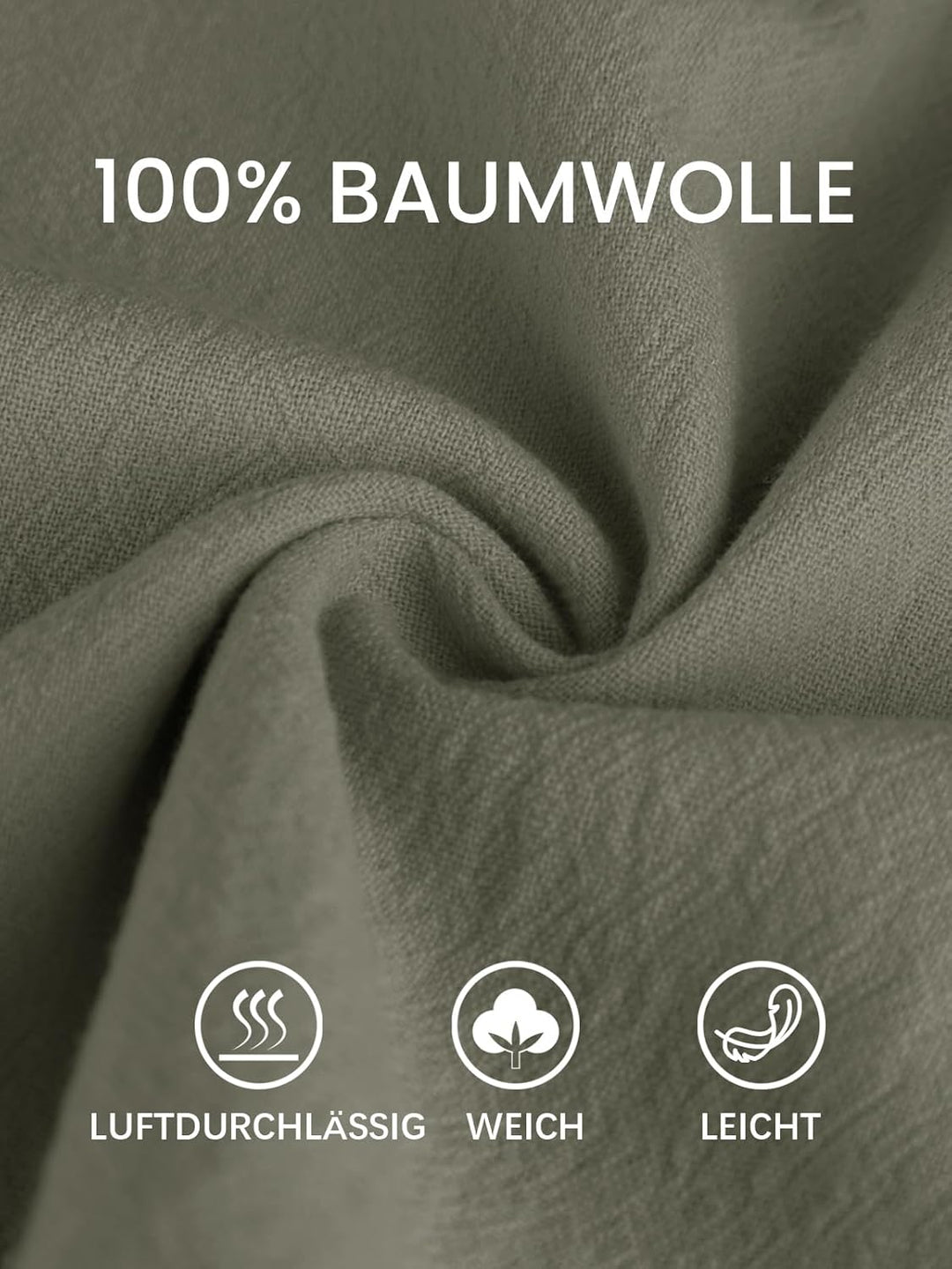 Ecupper Capris Hose Damen Sommer Übergrösse Baumwolle Lässig Hose Stoffhose Weitehosen, Armeegrün