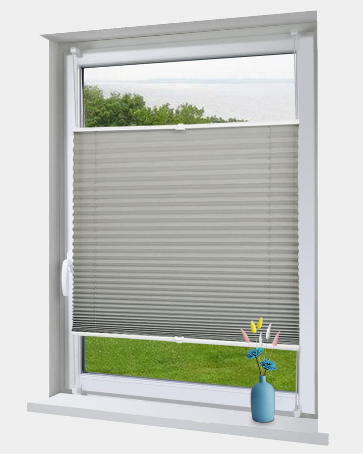OBdeco Plissee Rollo Klemmfix ohner Bohren lichtdurchlässig Crushed Optik Faltrollo für Fenster und