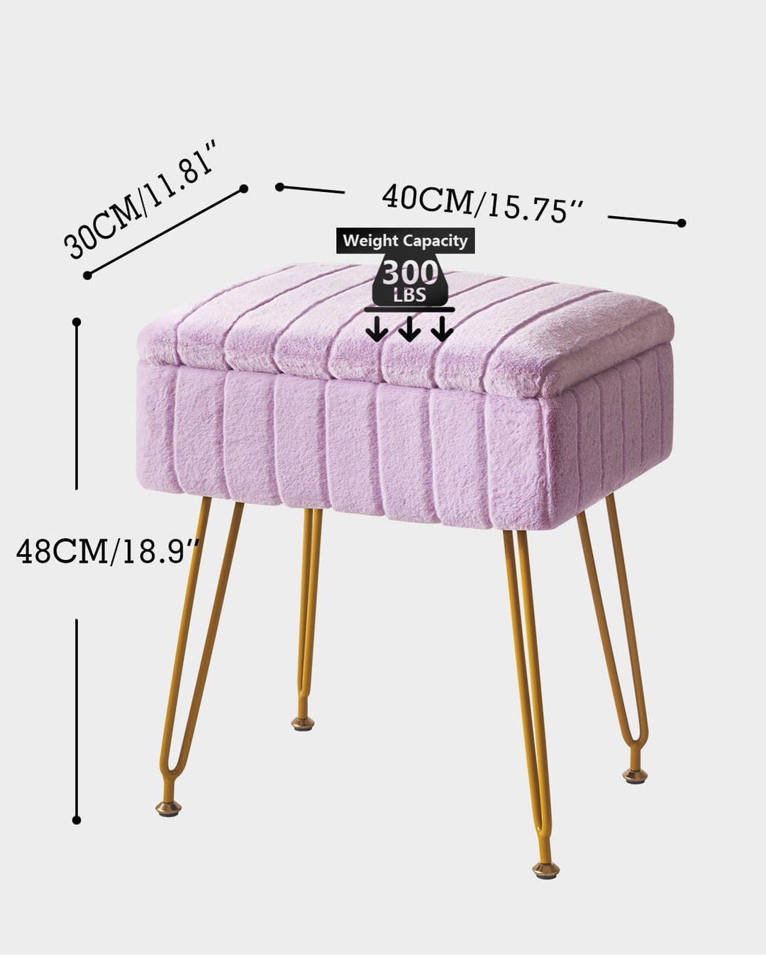 IBUYKE Samt Hocker Stuhl mit Stauraum, Fussstütze Fusshocker Ottoman, Kleiner Beistelltisch, mit 4-M
