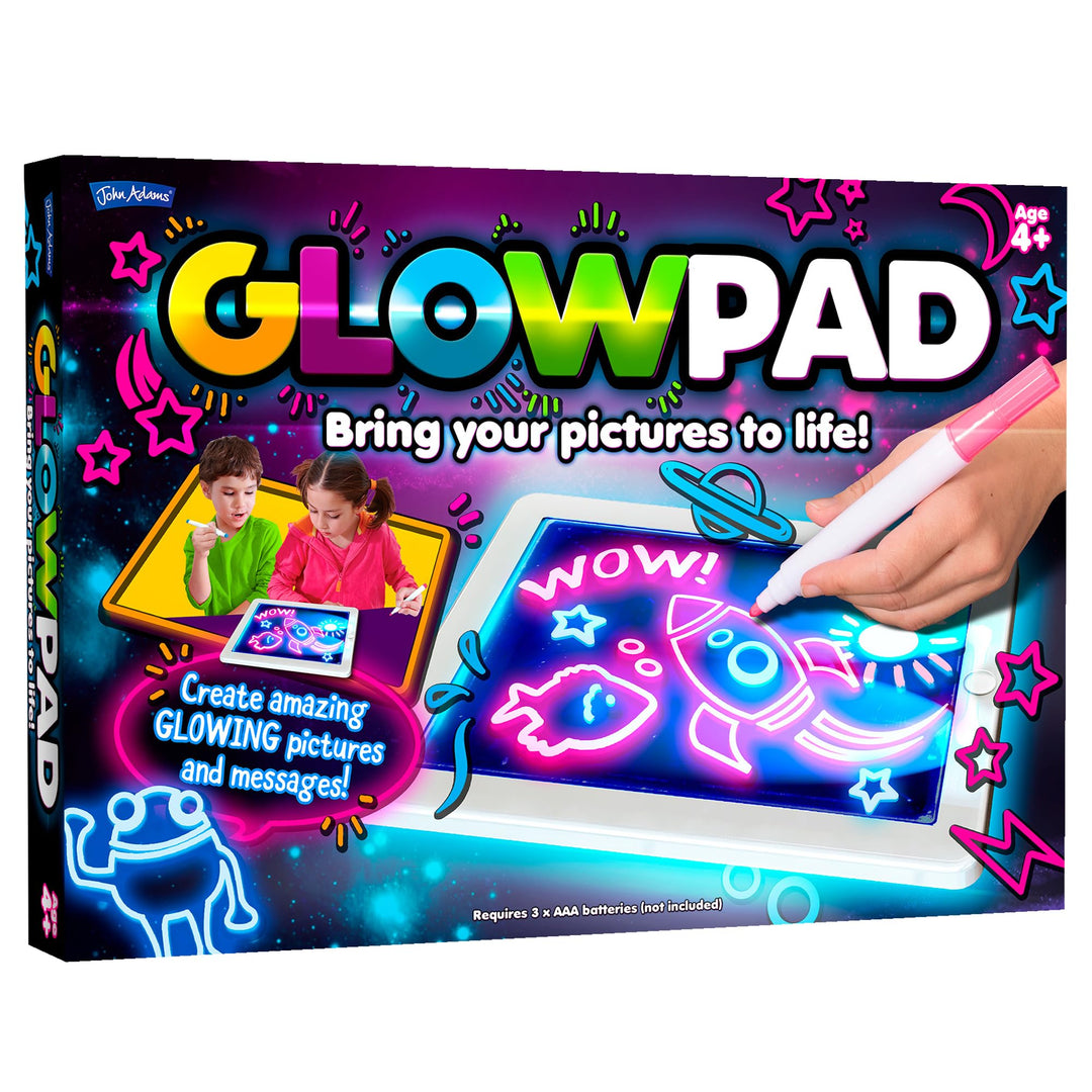John Adams , GLOWPAD Light-up Drawing pad: Bring Your Pictures to Life!, Arts & Crafts, Ages 4+, GLO