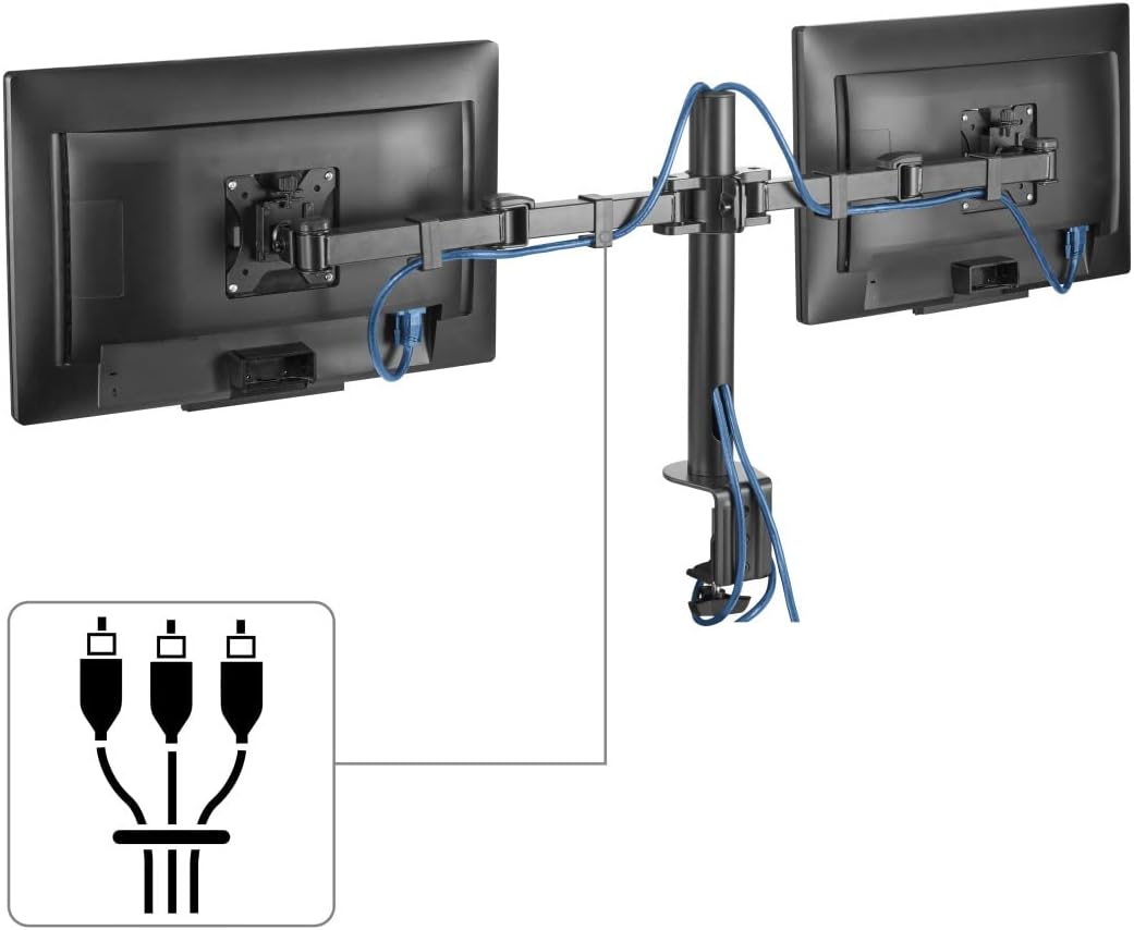 Hama Monitorhalterung für 2 Monitore 13 – 35 Zoll (Monitorhalter höhenverstellbar bis 40 cm, schwenk