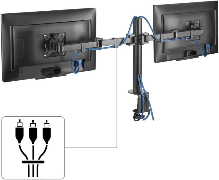 Hama Monitorhalterung für 2 Monitore 13 – 35 Zoll (Monitorhalter höhenverstellbar bis 40 cm, schwenk