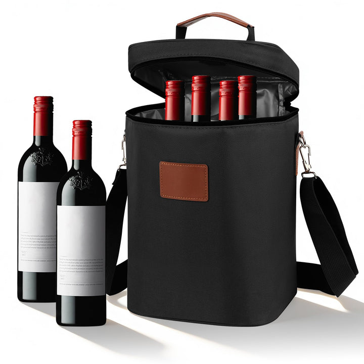 Kühltasche für 4 Flasche, Flaschenkühler für Unterwegs, Flaschentasche Isolierter Weintasche Biertas