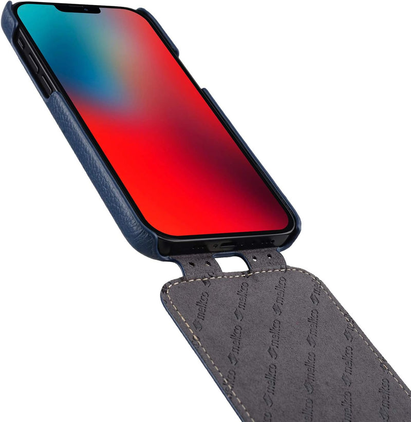 MELCKO Hülle passend für Apple iPhone 12 PRO MAX (6,7 Zoll), Handyhülle mit beschichtetem Leder, Fli