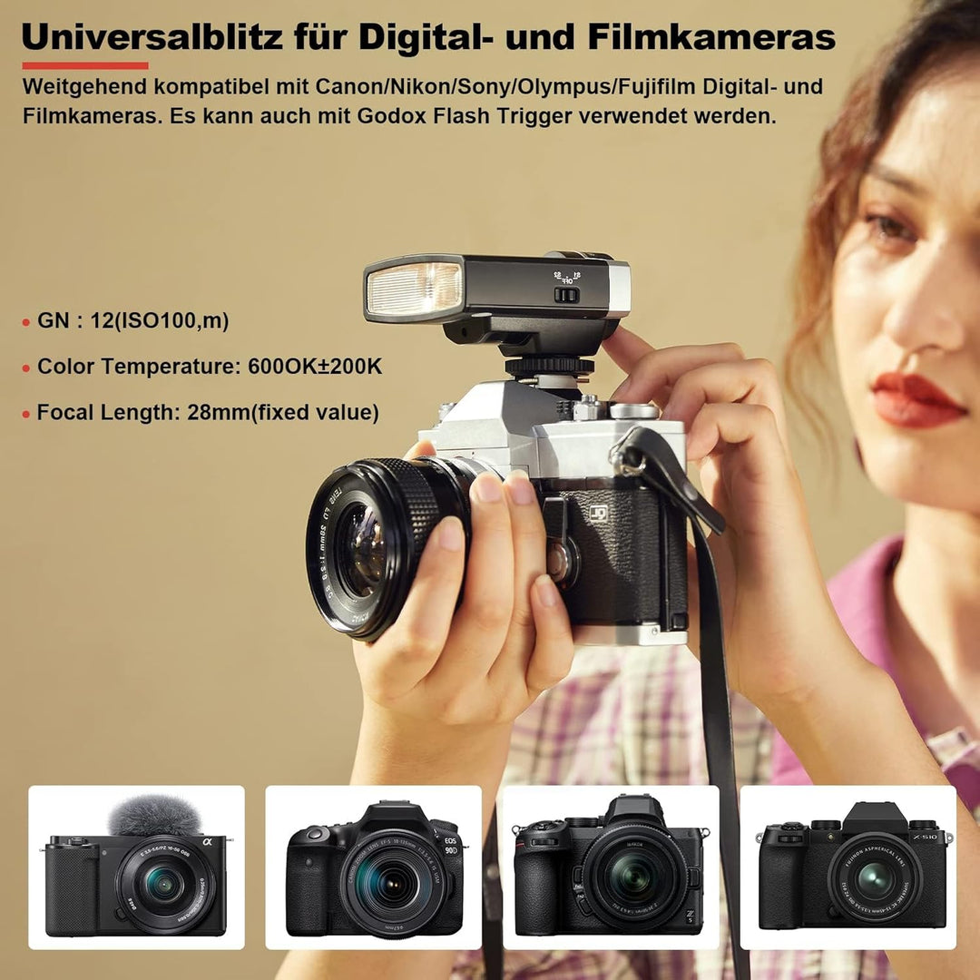 Godox Lux Junior Retro Kamerablitz,Speedlite GN12 6000 K ± 200 K CCT, automatische und manuelle Modi