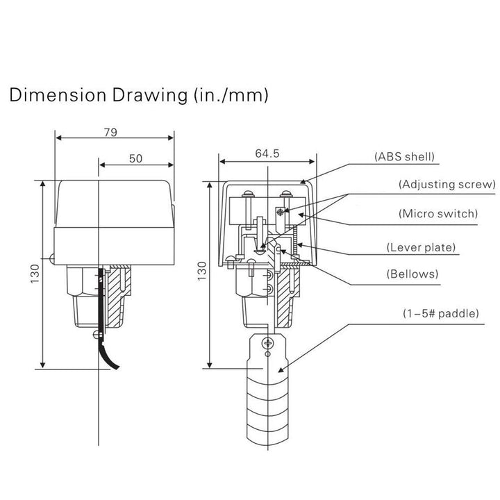 HFS-15 1/2 in Durchflussschalter 6V-380V Paddel-Zielflussregler Wasserdurchflussschalte