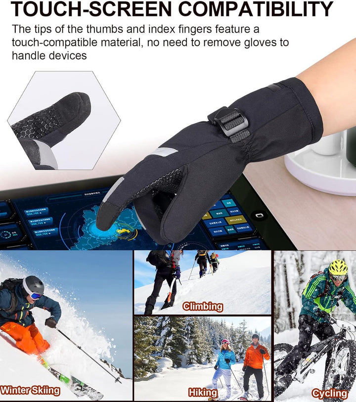 Beheizbare Handschuhe für Herren Damen Beheizte Ski Handschuhe mit 7.4V 4000mAh Wiederaufladbare Akk