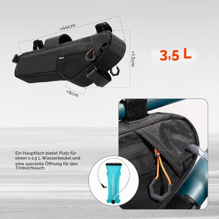 Fahrrad Rahmentasche Fahrradtasche, wasserdichte Fahrradtasche unter dem Schlauch, 3,5L mit Aussenta
