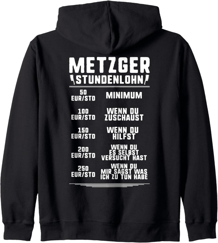 Fleischer Stundenlohn Metzger Kapuzenjacke