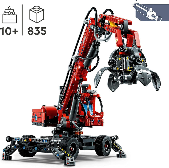 LEGO 42144 Technic Umschlagbagger Modell, Mechanisches Spielzeug Set, manuelle und pneumatische Funk