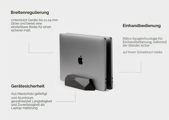 Oakywood - Laptop Ständer Vertikal - Laptop Stand aus Holz - Halterung für 2 Laptops, Verstellbar -