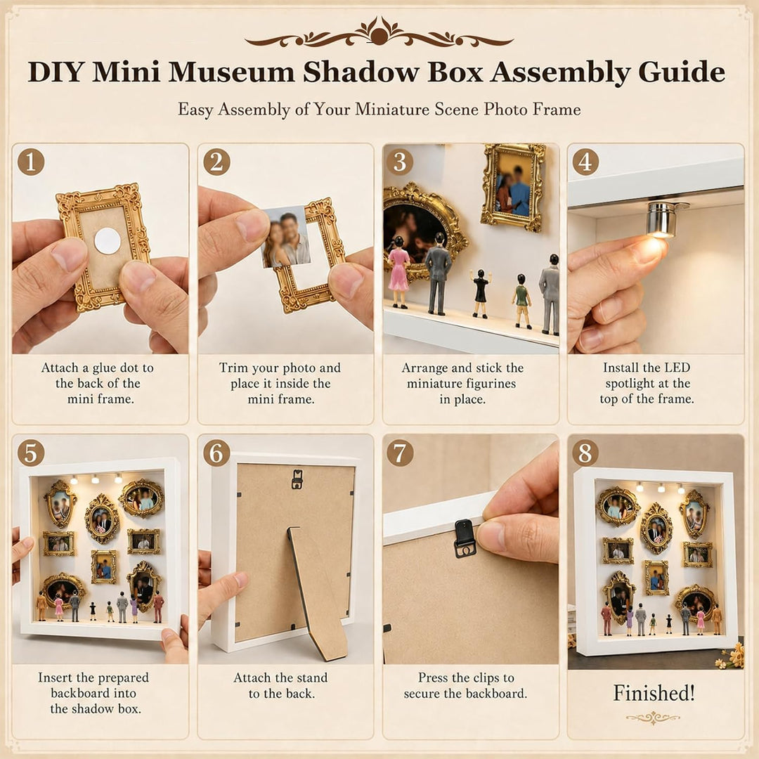 Idota DIY Mini Museum Silhouetten Box mit LED Vintage Bilderrahmen