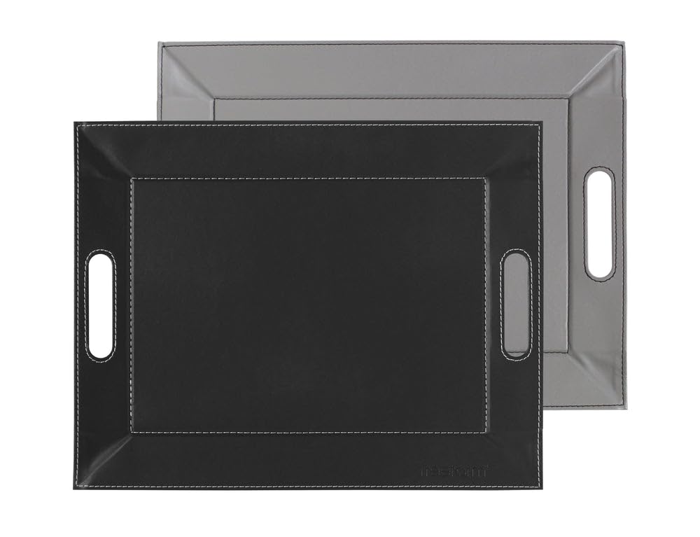 FREEFORM DUO - 2in1 wendbares Tablett & Tischset, grau/schwarz, Kunstleder, Masse: 55 x 41 cm Grau/S