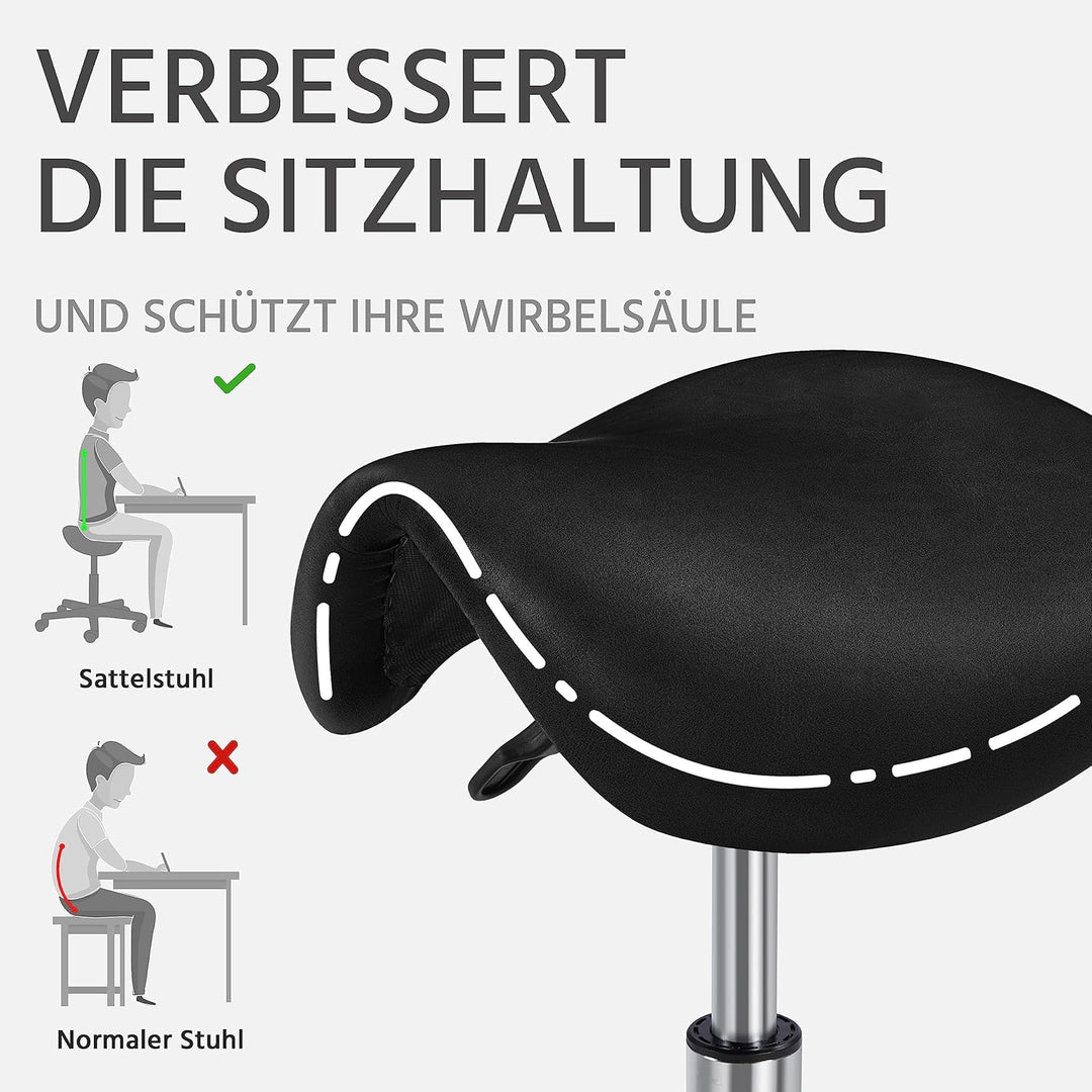 Yaheetech Sattelhocker Rollhocker Drehhocker Praxishocker Arbeitshocker Bürohocker Hocker mit höhenv