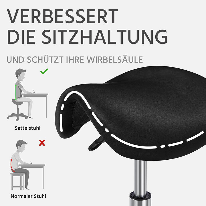 Yaheetech Sattelhocker Rollhocker Drehhocker Praxishocker Arbeitshocker Bürohocker Hocker mit höhenv