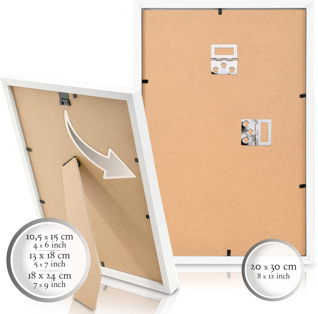 18er Bilderrahmen Set – 6x 10x15 cm, 4x 13x18 cm, 4x 18x24 cm, 4x 20x30 cm Fotowand Bilder Set Holz