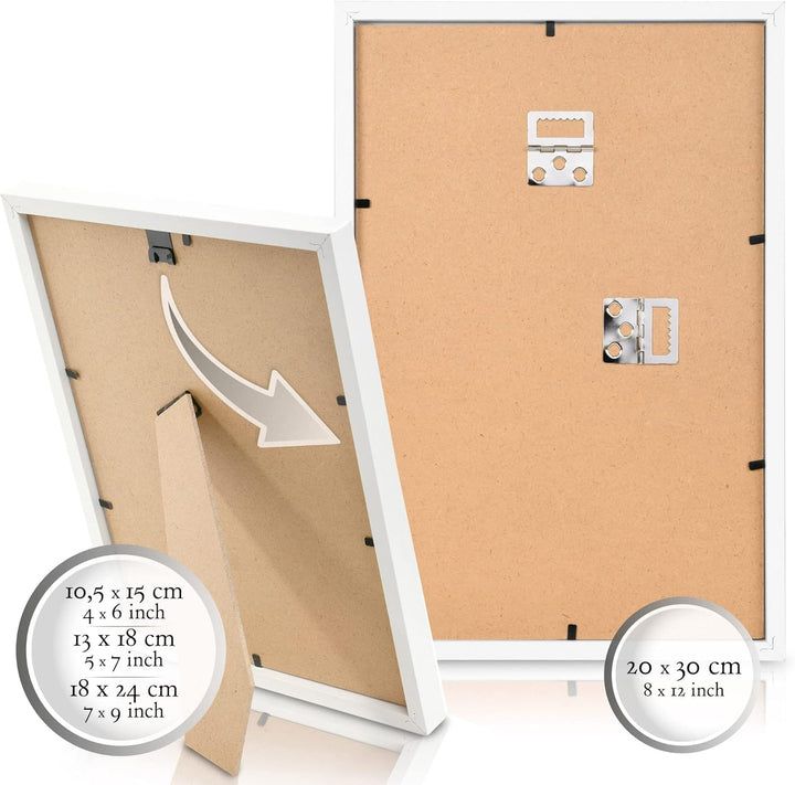 18er Bilderrahmen Set – 6x 10x15 cm, 4x 13x18 cm, 4x 18x24 cm, 4x 20x30 cm Fotowand Bilder Set Holz