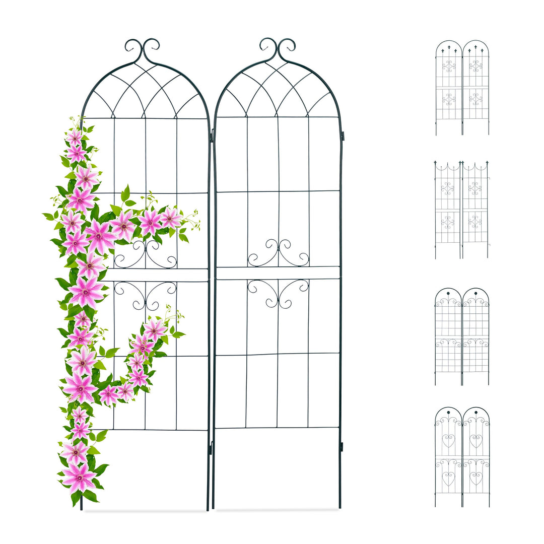 Relaxdays Rankgitter 2er Set, Metall, 180 x 50 cm, Vintage Rankhilfe Garten, geschwungene Form, zum