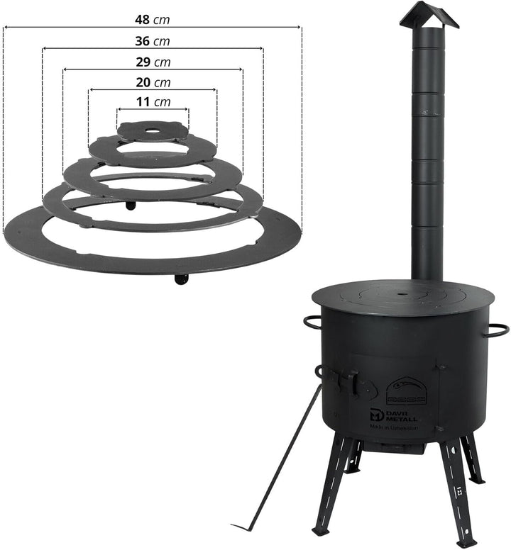 Ø44cm Uchag 2mm stahl Utschak mit Adapter-Ringe Abzugsrohr Utschag Feldküche Feuerstelle Campingofen