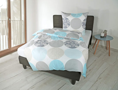 Mako-Satin-Bettwäsche Dessin 6383 türkis 02, 155x220 cm + 80x80 cm Türkis 155x220 Sonstige Muster, T