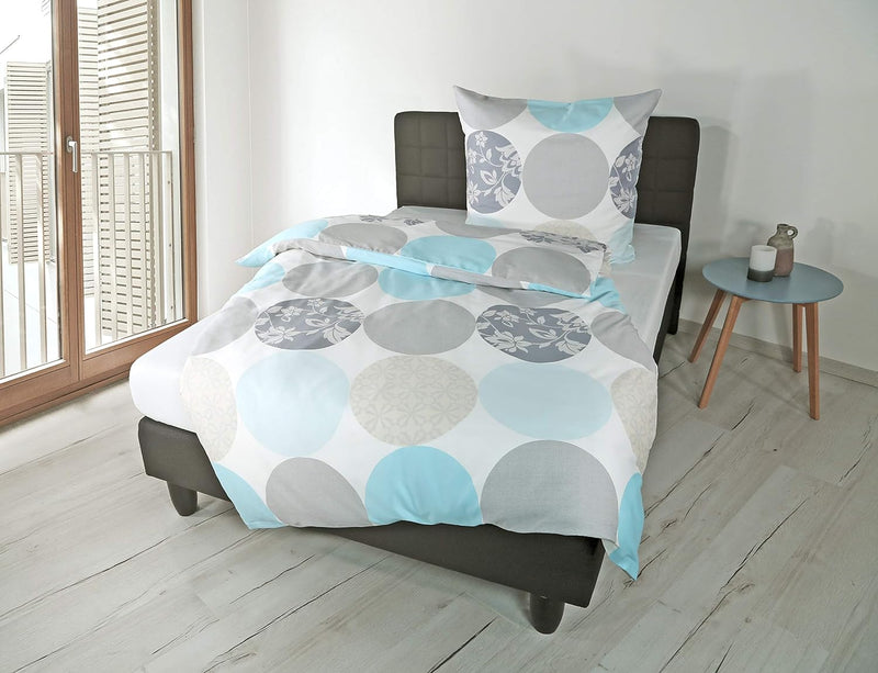 Mako-Satin-Bettwäsche Dessin 6383 türkis 02, 155x220 cm + 80x80 cm Türkis 155x220 Sonstige Muster, T