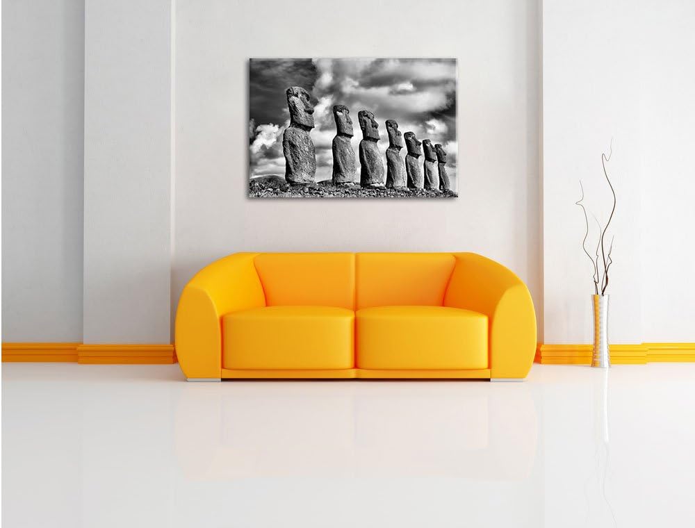 Pixxprint Moai Statuen auf den Osterinseln als Leinwandbild/Grösse: 100x70 cm/Wandbild/Kunstdruck/fe