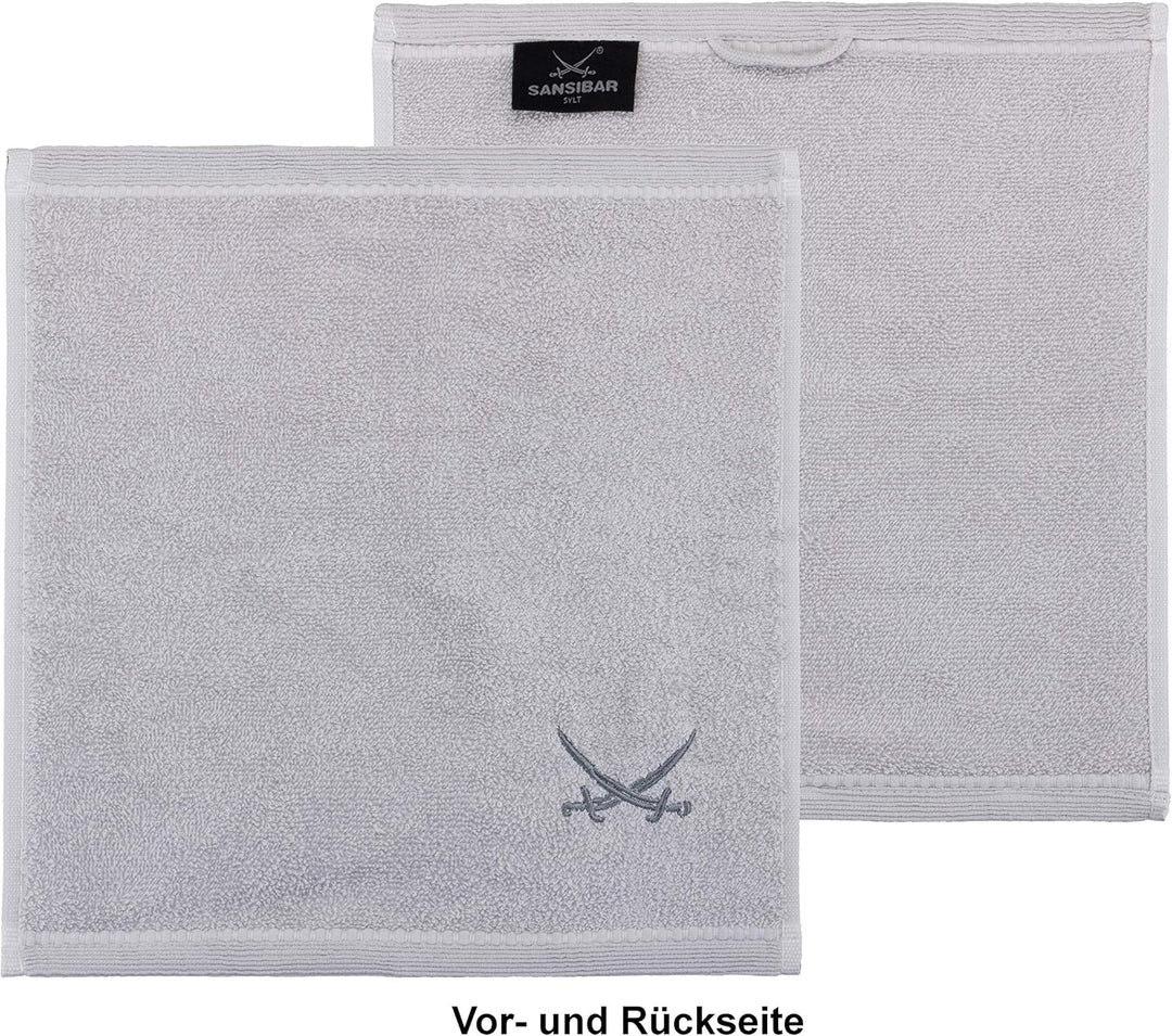 Sansibar Seiftücher 6er Set ca. 30x30 cm 100% Baumwolle mit gesticktem Säbel Logo Handtücher Gästetü