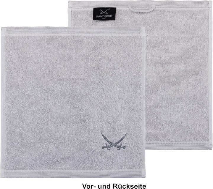 Sansibar Seiftücher 6er Set ca. 30x30 cm 100% Baumwolle mit gesticktem Säbel Logo Handtücher Gästetü