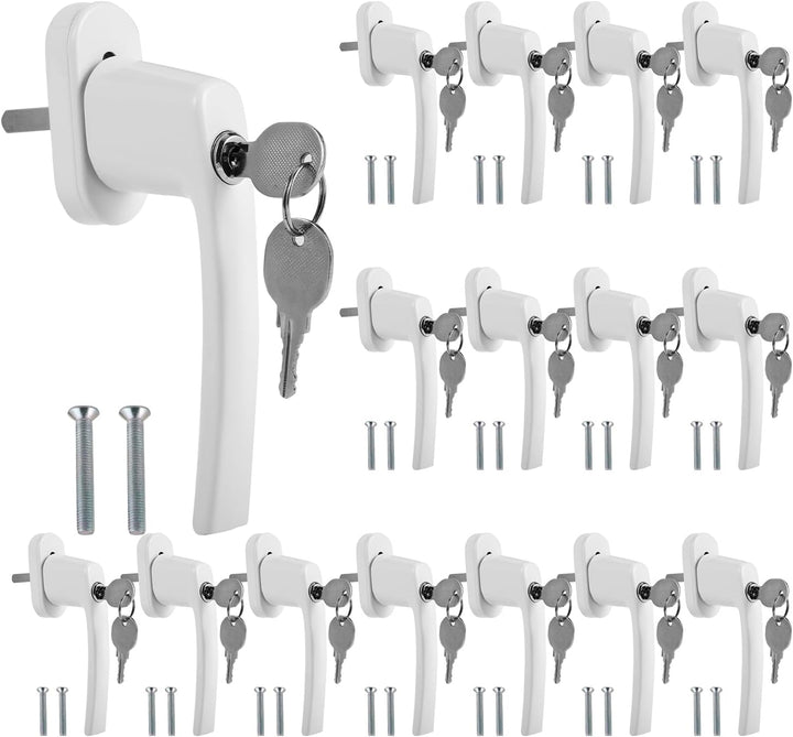 Herrselsam Abschliessbare Fenstergriffe weiss, 16X Aluminium Fenstergriff Kindersicherung Fenstersic