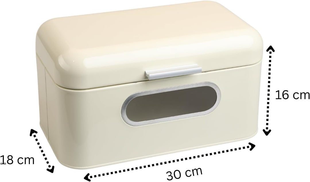 MOON HOME Brotkasten mit Sichtfenster - Breadvault Beige, aus Edelstahl, Metall-Brotkasten mit optim