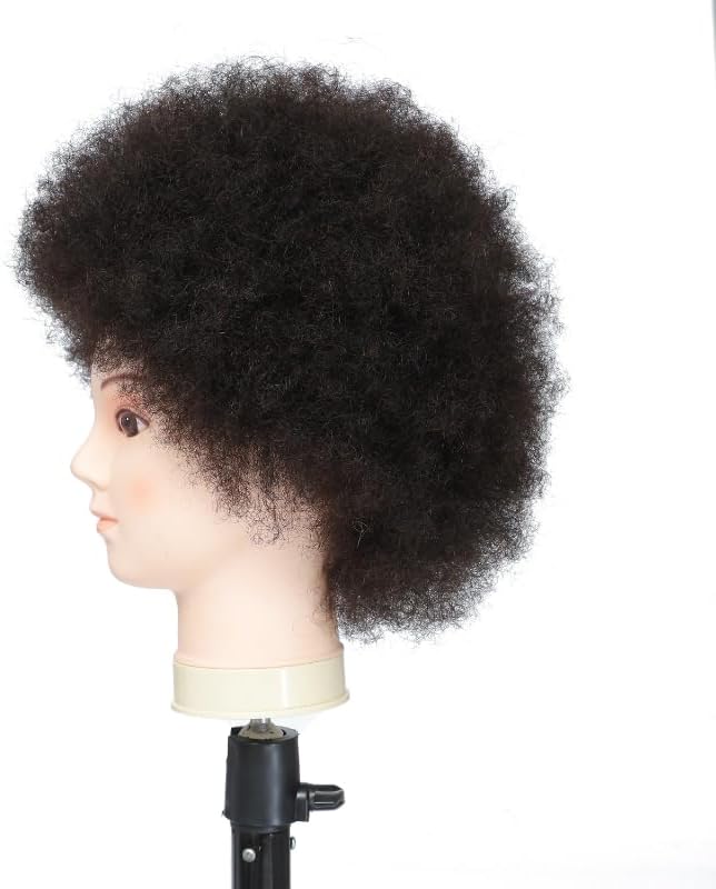 Training Head African American with 100% Human Hair Mannequin Head Cosmetology Afro Hair Manikin Hea