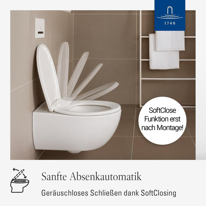 Villeroy & Boch Universal WC-Sitz - Toilettendeckel Weiss glänzend mit Absenkautomatik (nach Montage