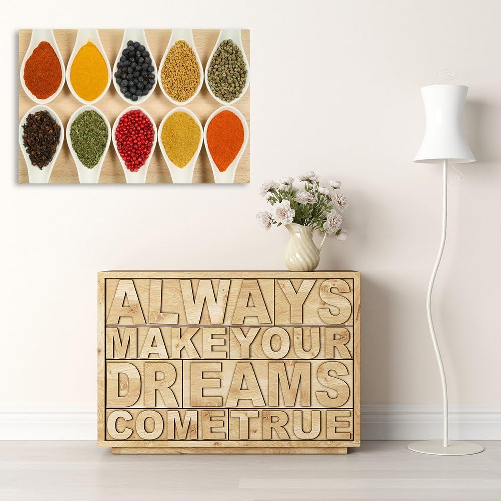 Feeby Frames, Leinwandbild, Bilder, Wand Bild, Wandbilder, Kunstdruck 40x60cm, KÜCHE GEWÜRZE, WEIss,